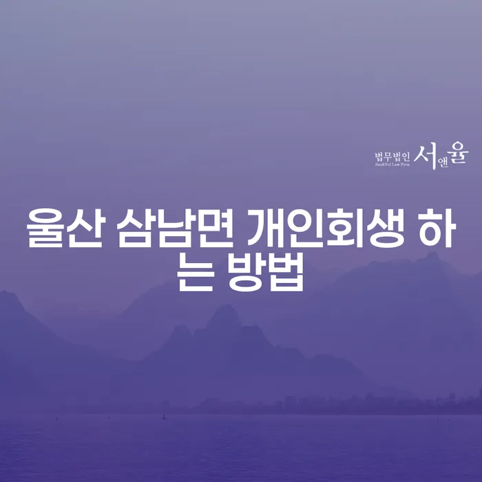 울산 삼남면 개인회생 하는 방법을 알고 계신가요?